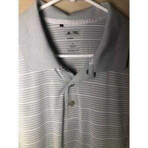 Adidas Climalite Golf Polo Shirt Men's XL Gray White Lightweight Striped Logo